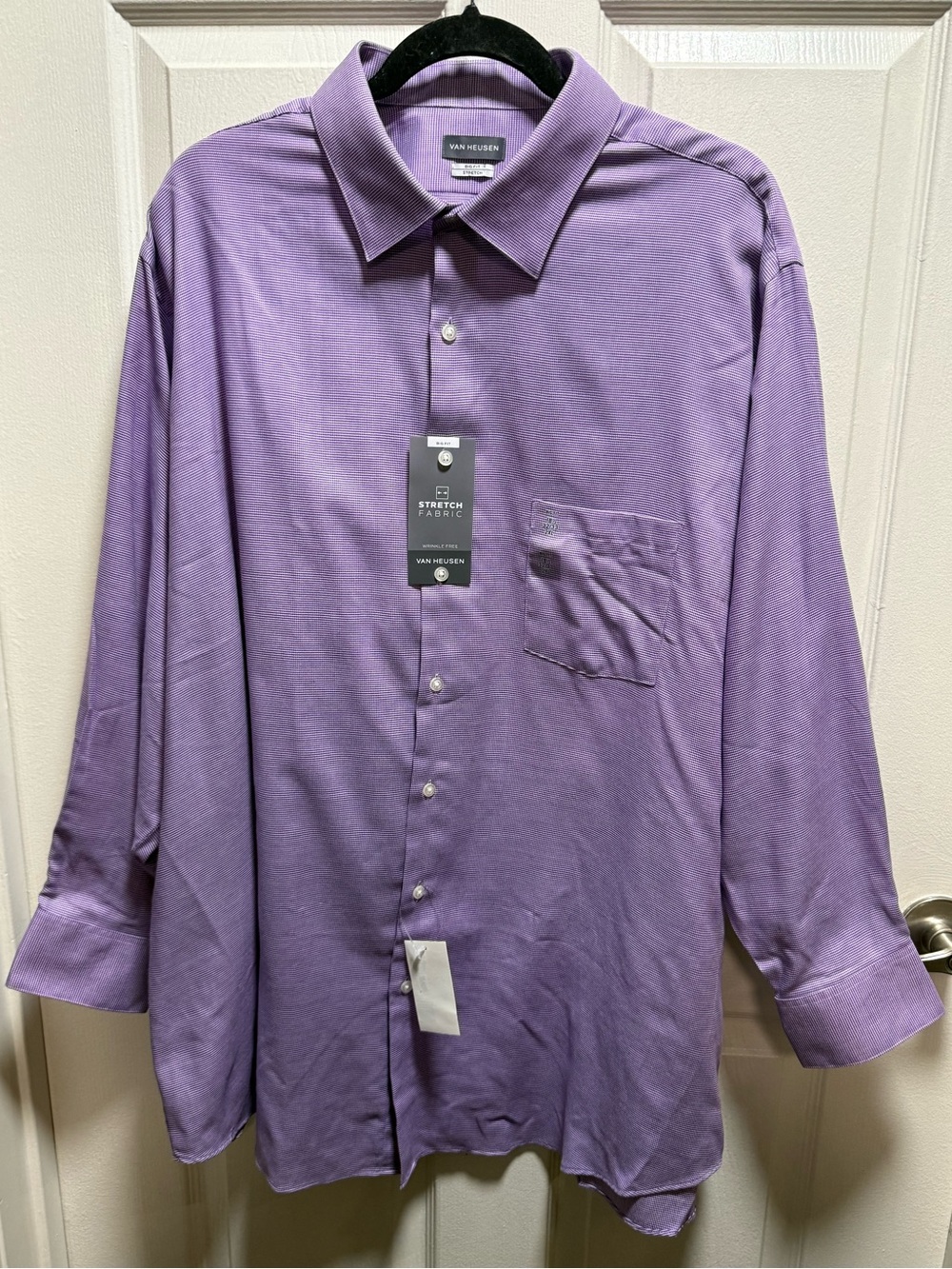Van Heusen Men’s Lavender Grappa Stretch Dress Shirt Big fit 2XL
